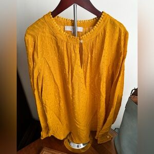 LOFT Mustard Yellow Textured Blouse